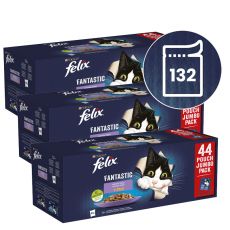 Kapsičky FELIX Fantastic Multipack - kura, hovädzie, losos, tuniak v želé 132 x 85 g